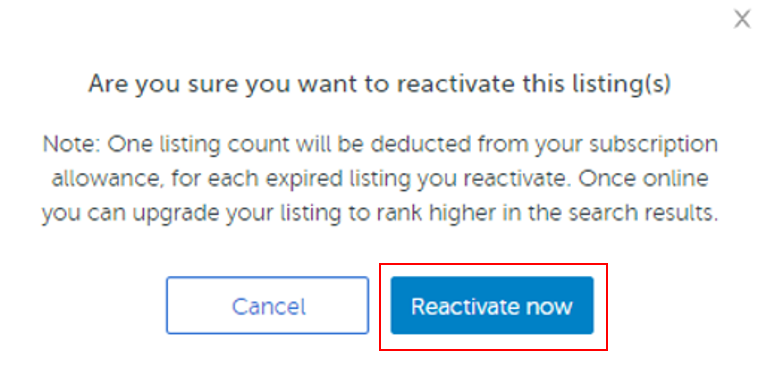 How to change the listing status from expired to online?