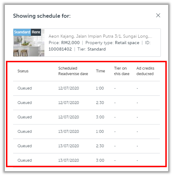 How To Check My Scheduled Re advertisements Advertise With IProperty